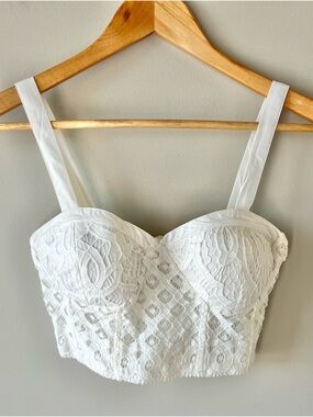 BOG Collective White Embroidered Bustier Top Size XS - Calgary Stampede Y2K